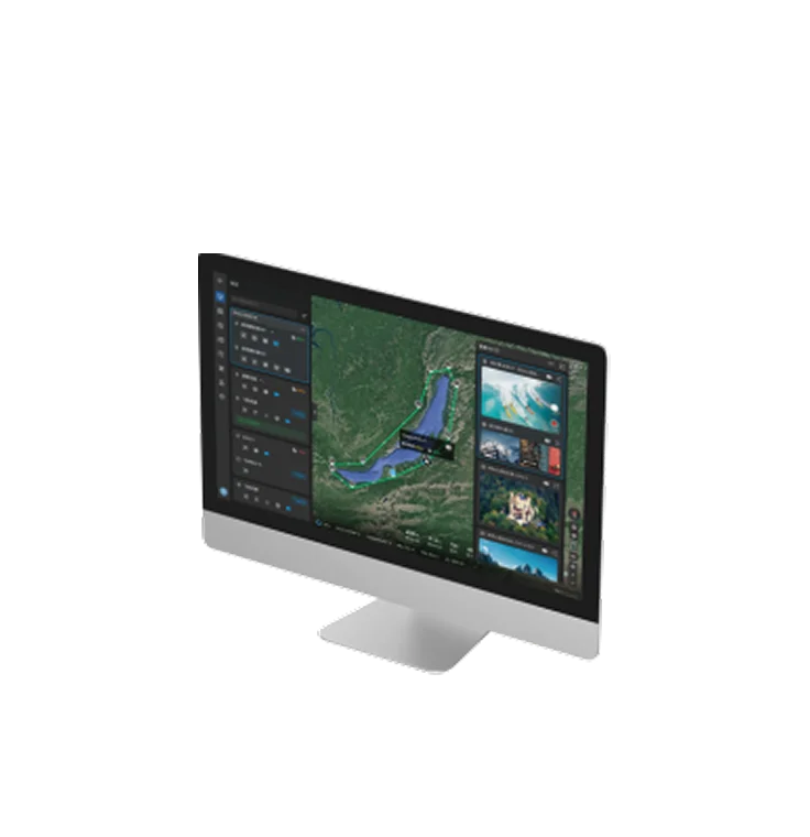 Integrated command system console showing live aircraft video, map position and AI target recognition
